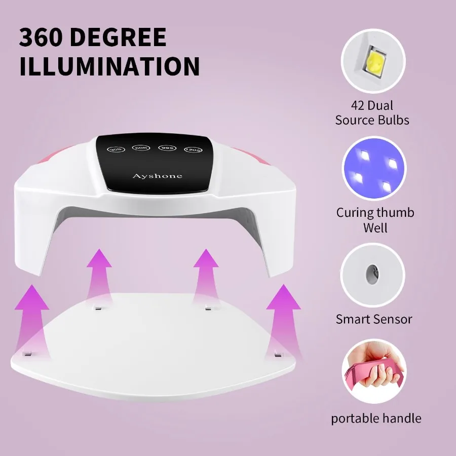 Oplaadbare UV LED-nagellamp 96W draadloos UV-licht voor nageldroger met 48 lampkralen Automatische infraroodsensor en 4 timers Nagel ook