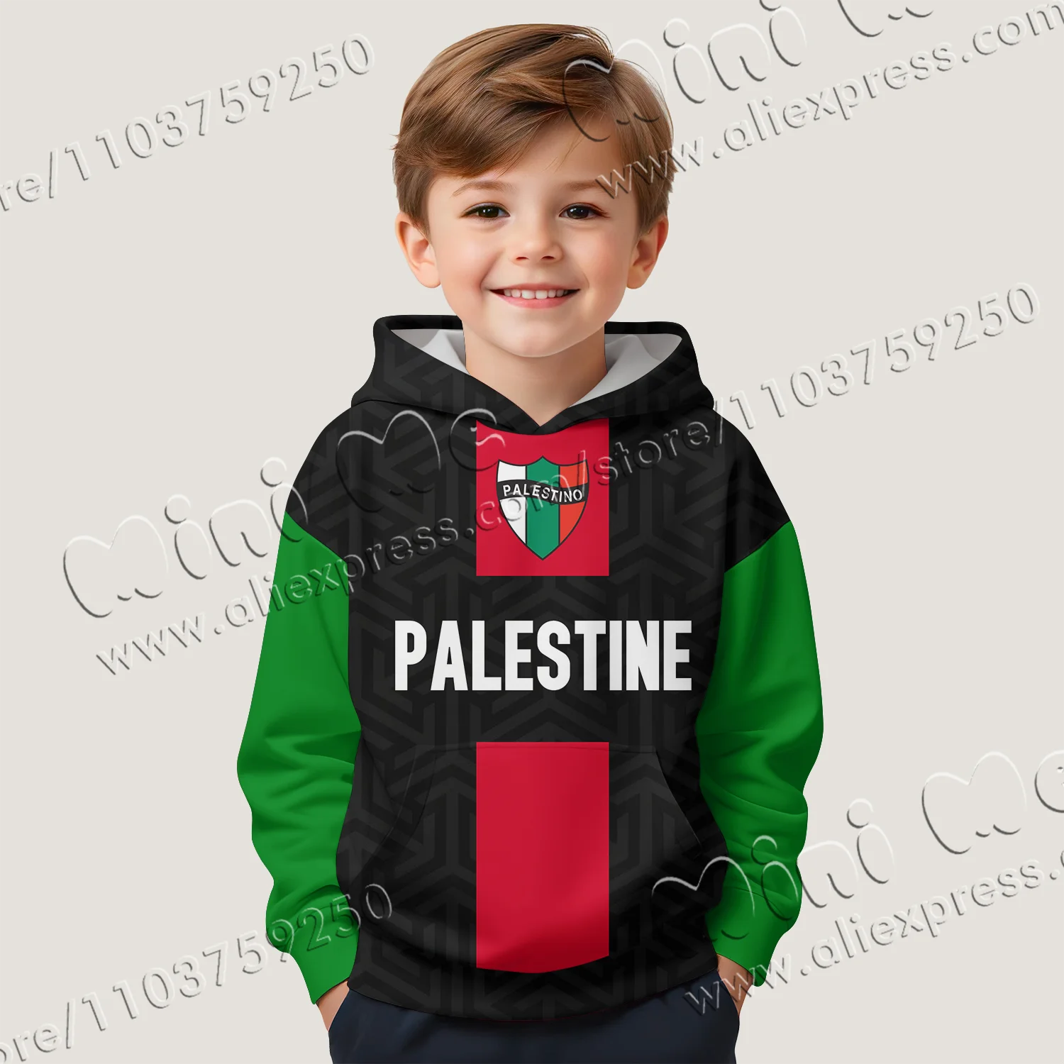 Spring and Autumn New Hot Selling 3D Printed Palestine jersey Hoodie Children\'s and Boy\'s Casual Street Top Man\'s Daily design