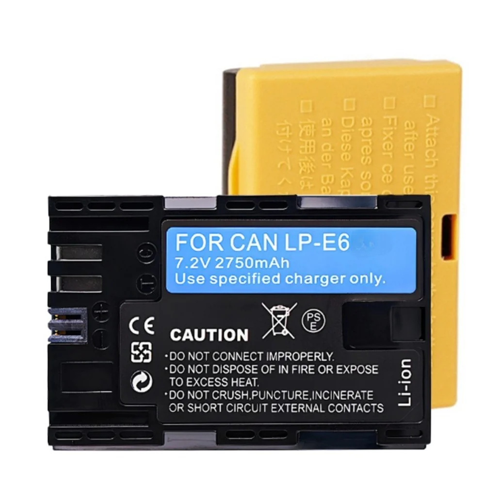 2750mAh LP-E6 LPE6 LP E6 E6N Battery or LED Dual Charger for Canon EOS 5DS R 5D Mark II 5D Mark III 6D 7D 70D 80D Camera