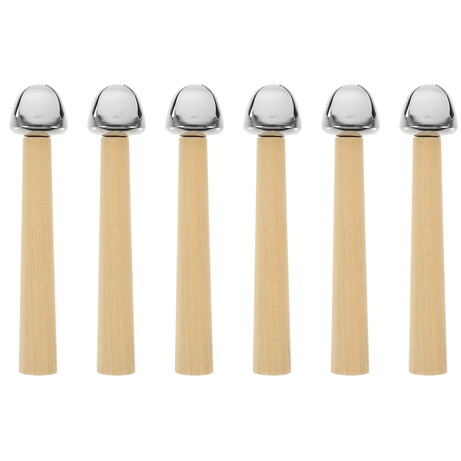 6 PCS Musical Handheld Percussion Kindergarten Teaching Aids Early Education Toys Stick Bell (birch) Toddler