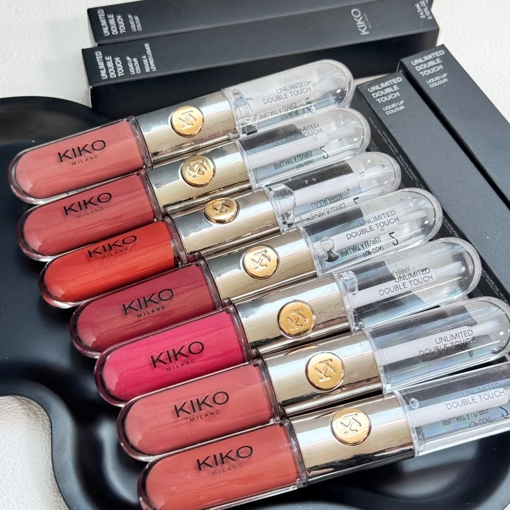 New Kiko Double Headed Lipstick Transparent Mirror Lip Gloss Non Fading Oil Sexy Rich Lip Gloss Milk Tea Bean Paste Naked Makeup