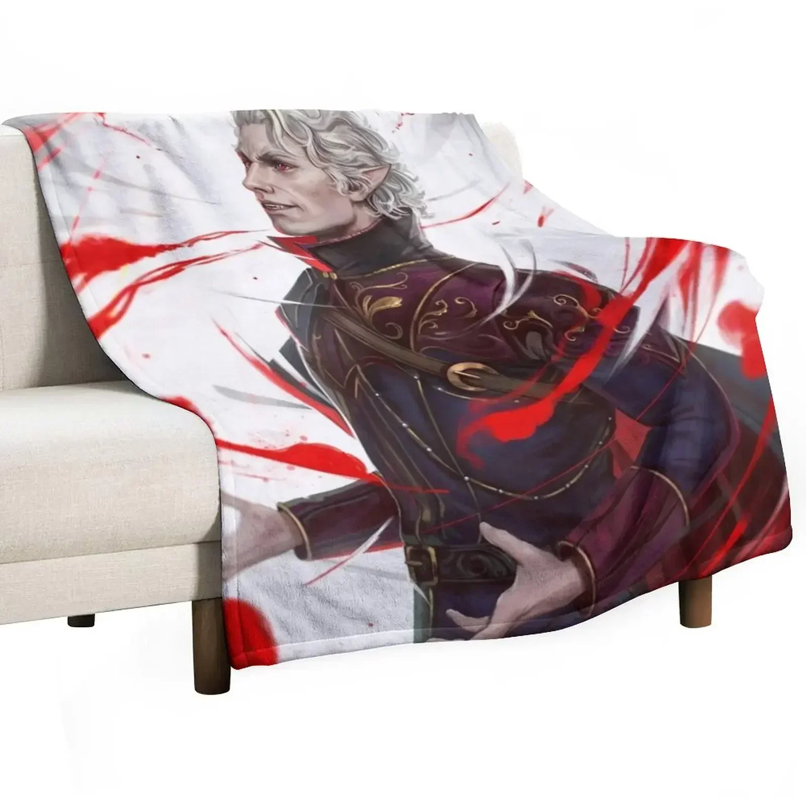 Astarion blood Throw Blanket Heavy Camping Thermals For Travel Flannel Fabric decorative Bed Blankets