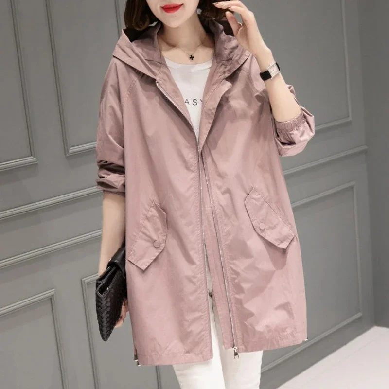 

2025 Spring Autumn Women’s Jacket Long Coat Trench Korean Loose Fashion Windbreaker Female Jacket Casual Streetwear Outerwear