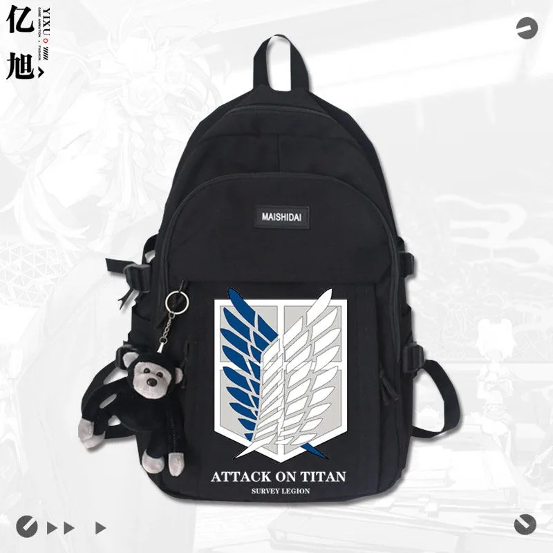 30×44×13cm Black White Green Red, Attack On Titan, Shingeki no kyojin, Kids Teens School Bags, Anime Backpacks Girls Boys