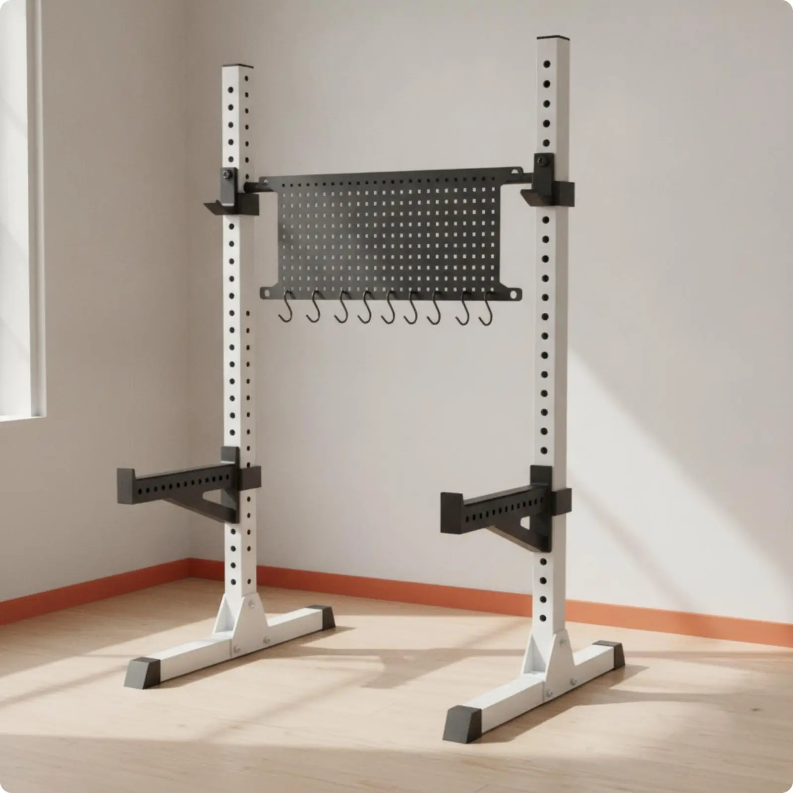 Heavy Duty Fitness Equipment Panel Wall Mount Organizer Pegboard with Hooks for Garage Gym Storage Rack