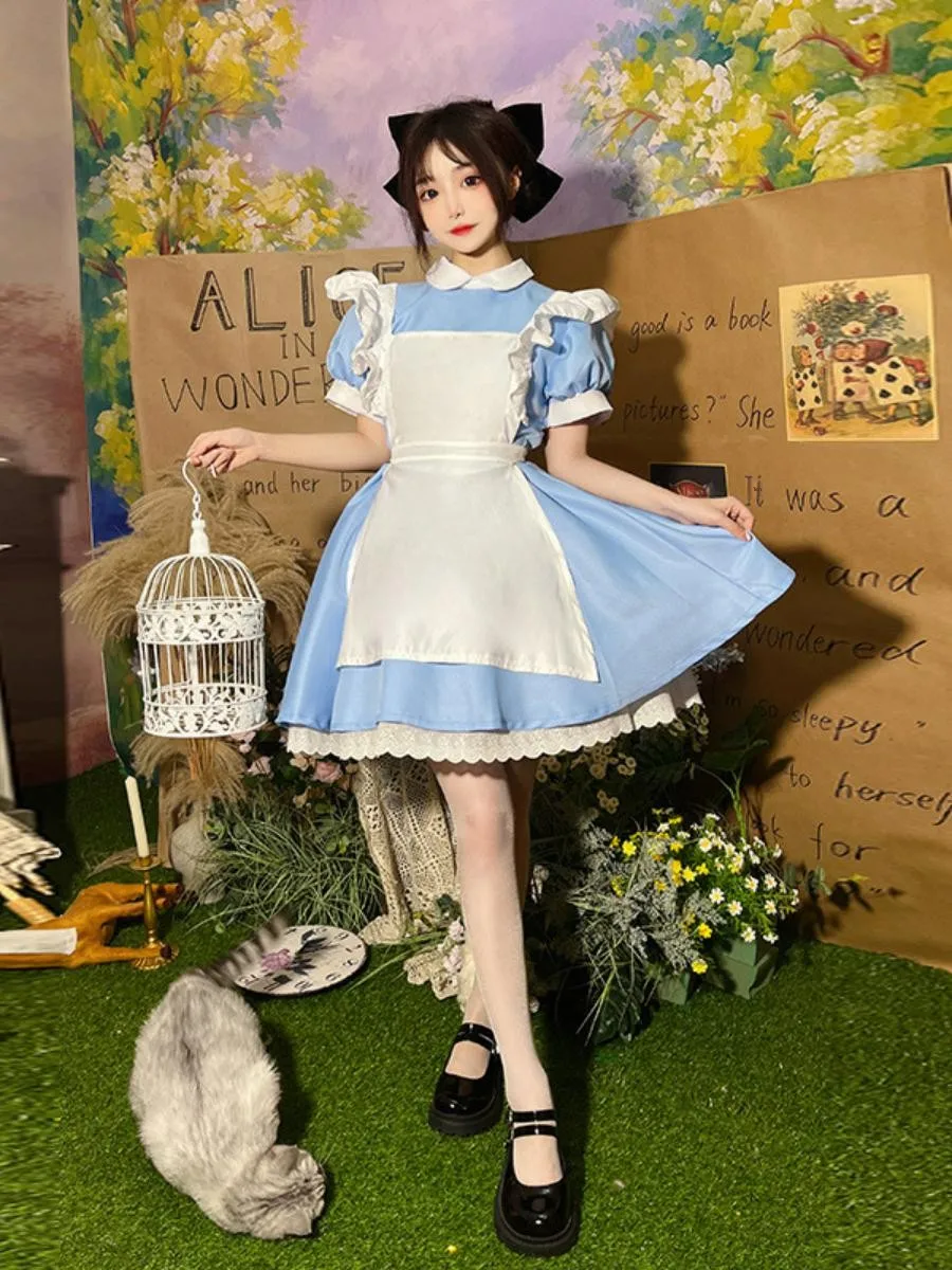 Blue Princ Alice in Wonderland Fing Dr Maids orm Halloween-kostuum Zoet Anti-aging Polyester Materiaal Dames C...