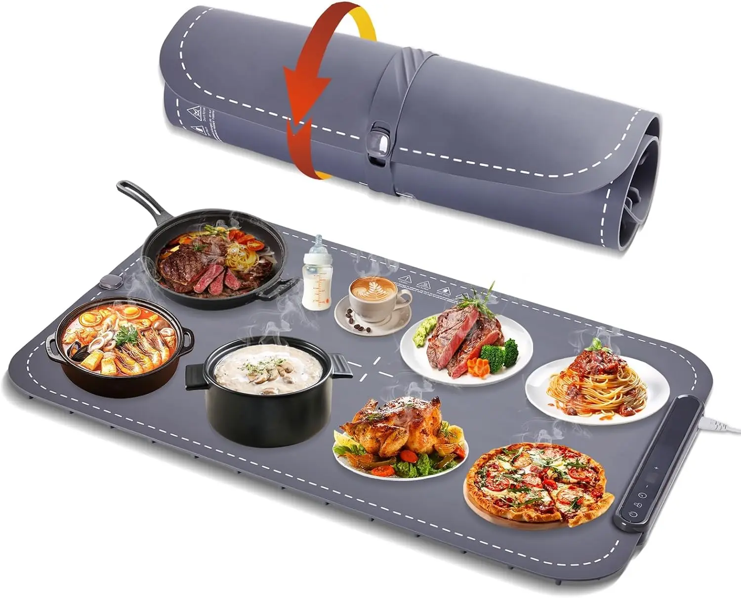 

Warming Mat for Food 300W 10s Rapid Warm Food Warming Mat,3-Temp Portable Food Warmer,Fast Heating BPA-Free Auto Shut Off Chafin