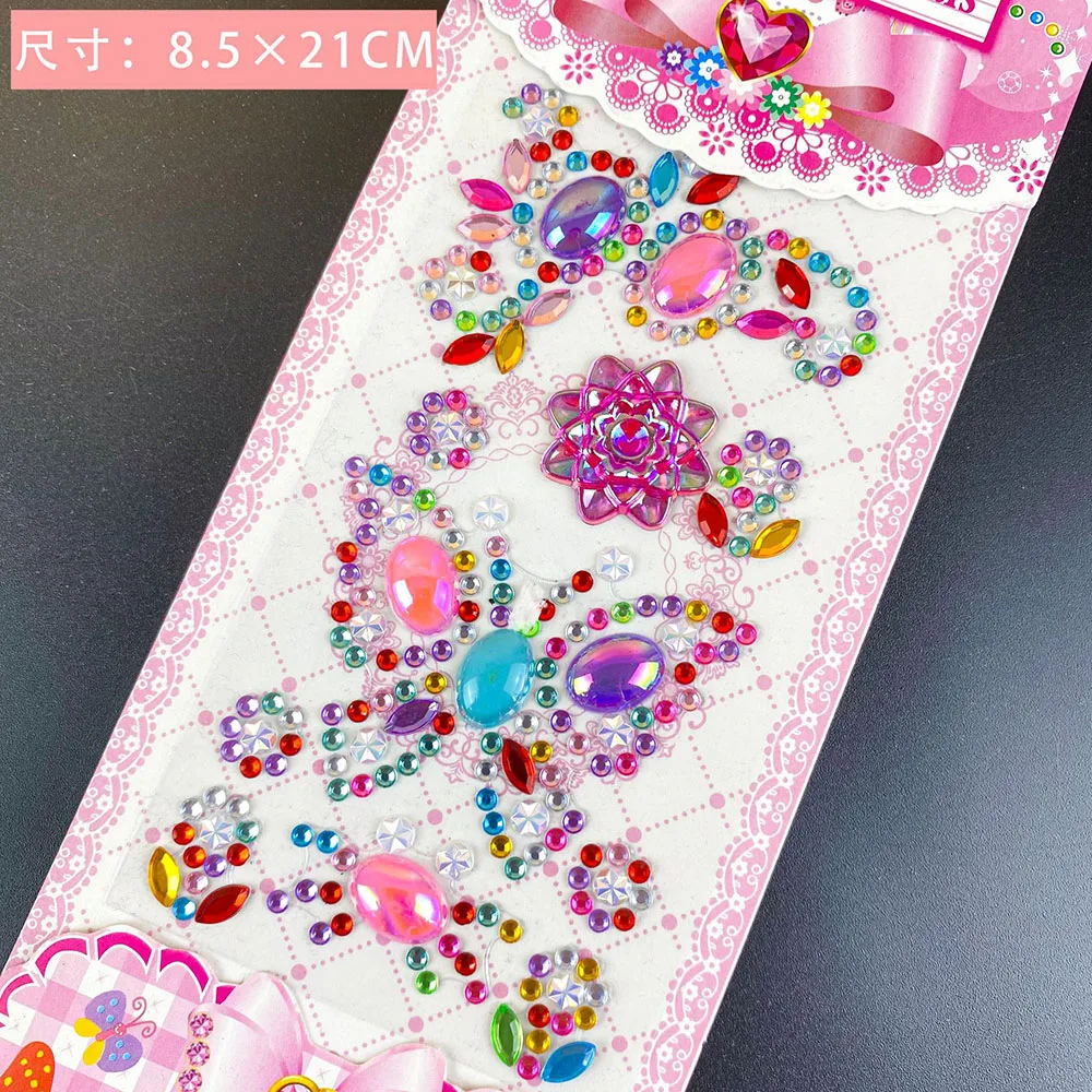 1 Sheet Acrylic Crystal Stickers Decal Mobile PC Diamond Rhinestone Self Adhesive Scrapbooking Stickers For Children Kids Toys