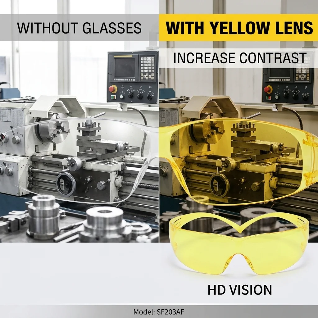 3M SF203AF Safety Glasses Anti-Fog Yellow Lens Blue Light Blocking Protective Goggles Eye Protection Work Eyewear for Outdoor