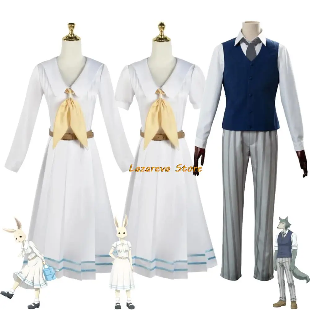 Anime Beastars Haru Cosplay Costume Lolita Dress JK Uniform Haru Wig Ears White Rabbit Halloween Costume for Women