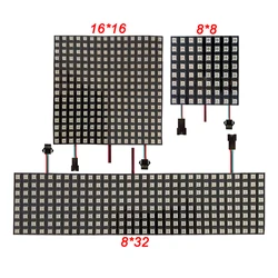 Painel LED RGB Flexível Digital, Endereçável Individualmente, WS2812B, WS2812, 8x8, 16x16, 8x32 Pixel Screen, DC5V