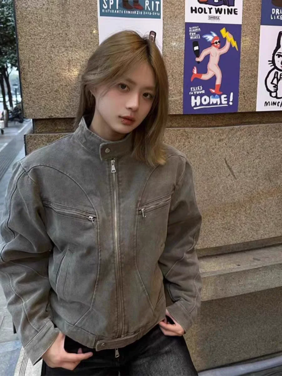 

Куртки-бомберы, женская куртка с воротником, осенняя парусиновая лоскутная куртка с круглым вырезом, художественная декоративная клубная одежда в консервативном стиле, милая простая