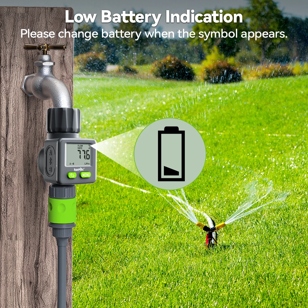 Цифровой расходомер воды 3/4 дюйма, кран, открытый садовый шланг, частота расхода воды, RV L/Gal, откидной экран, полив, орошение