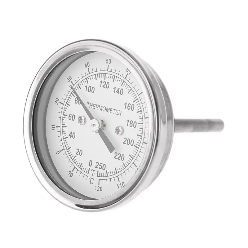 

Home Brewing Thermometer Stainless Steel Celsius Fahrenheit Water Distilling Temperature Gauge Bimetal 1/2'' NPT (2'' Stem)