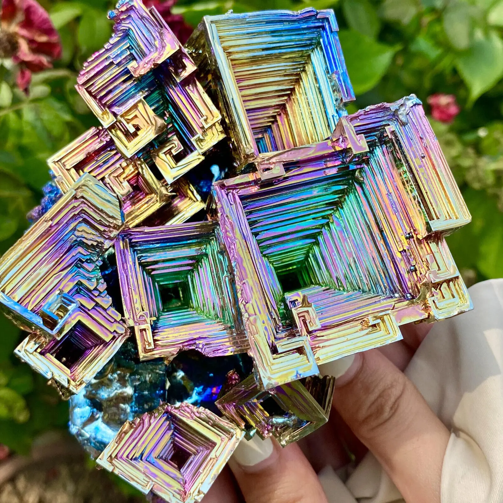 Bismuth Crystals Bismuth Bi Metal Crystal Rainbow Bright Metal Mineral Specimen Original Nature Art Artwork Decorative Article