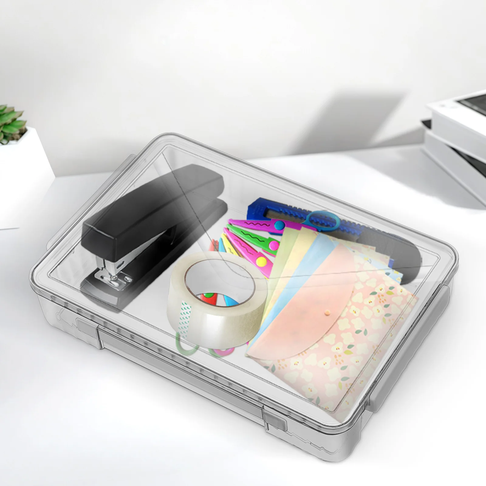 

Transparent Document File Box Large Capacity Plastic Storage Case Organizer Magazine Storage Box Portable File Folder