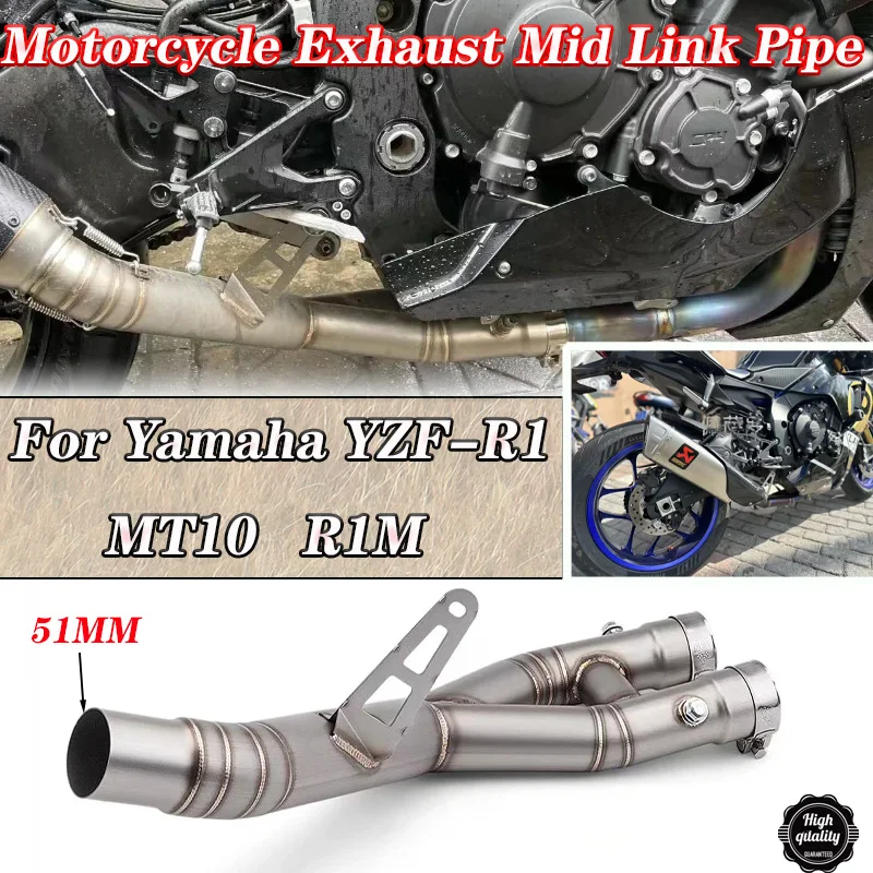 

Slip On For Yamaha YZF-R1 R1M 2022 2023 MT10 2015-2021 Motorcycle Exhaust Escape Systems Mid Link Pipe Connection 51mm Muffler