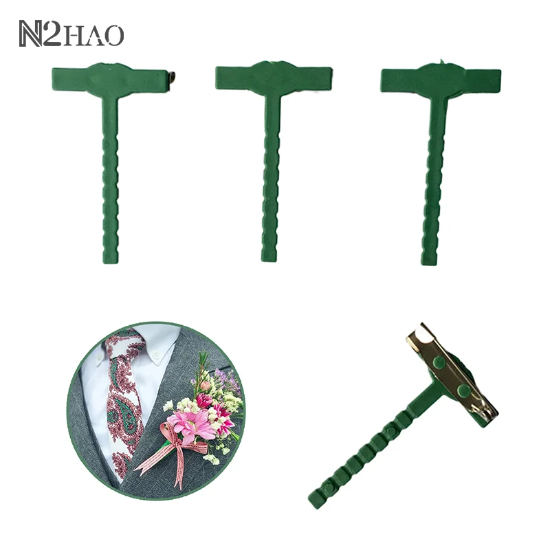 100Pcs DIY Art Plant Flower Brooch Holder Fixed Clip T Shape Pin Material Wedding Jewelry Making Supplies Accessories