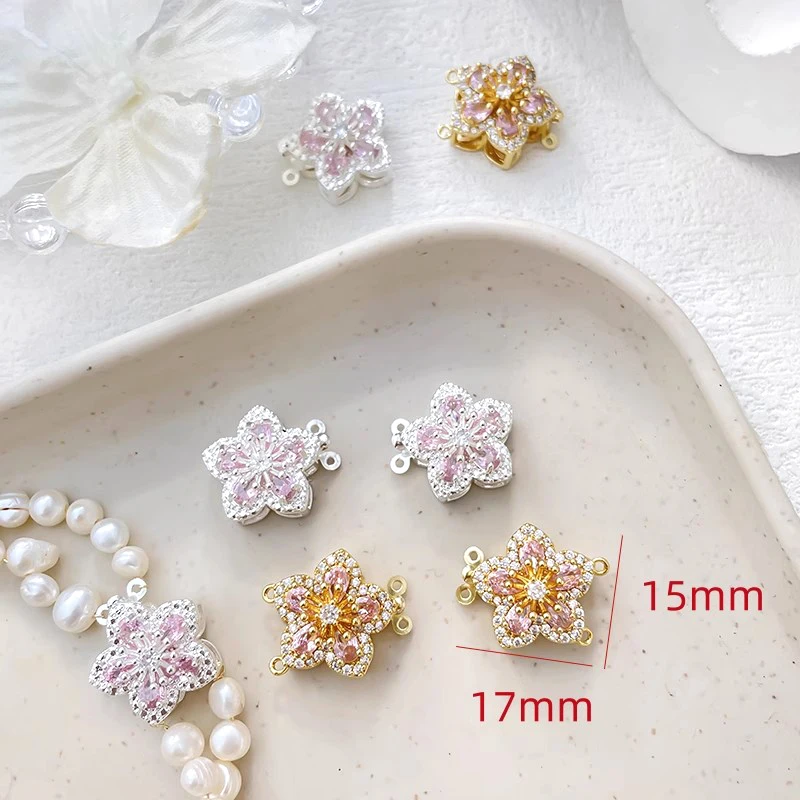 1 Piece  Brass Gold-plated Diamond Flower Insert Buckle  DIY Manufacturing Fashion Jewelry, Necklace, Bracelet Accessories