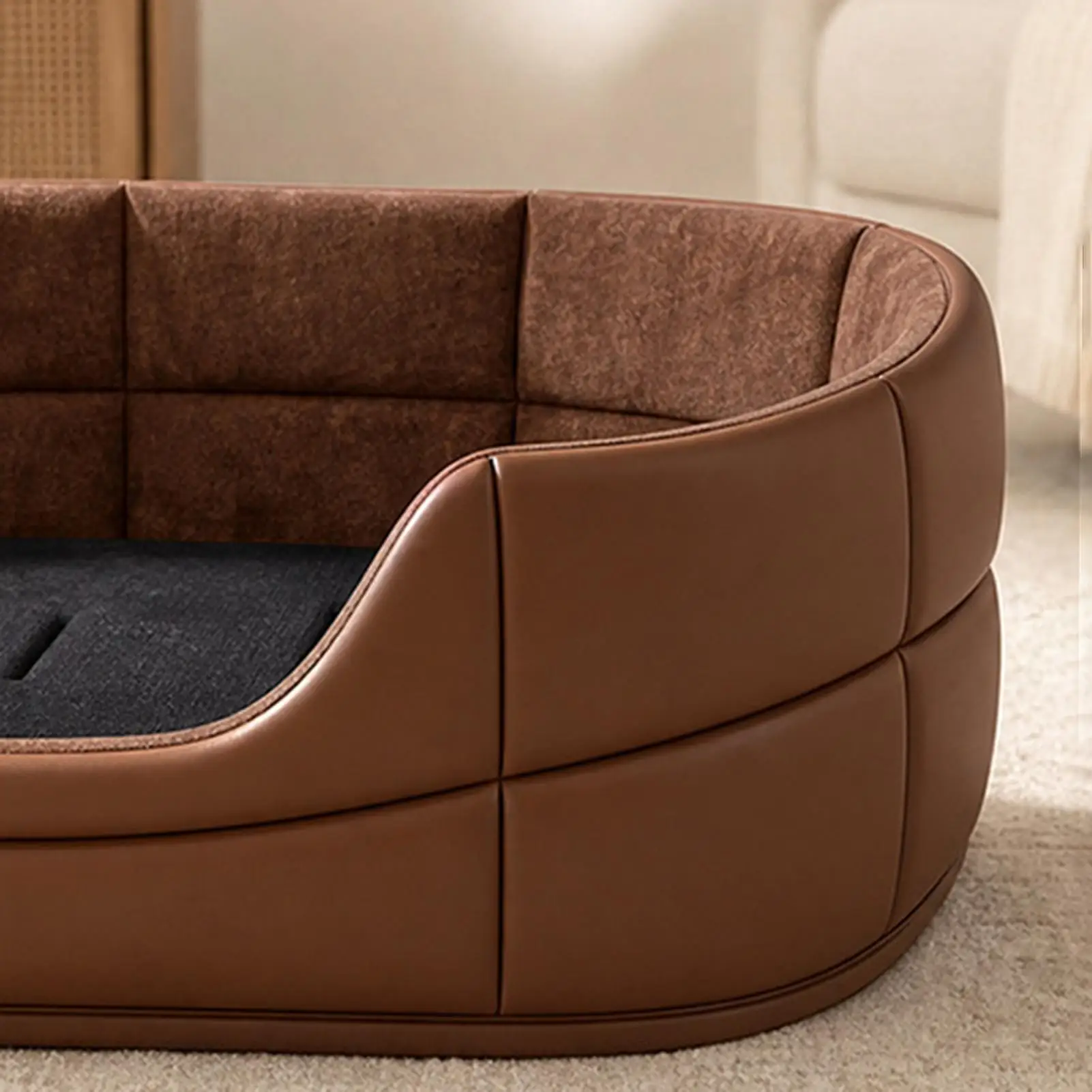 Dog Sofa Bed Removable Soft PU Leather Waterproof Washable Mat Fancy Dog Bed For Indoor Patio Porch Deck Backyard Camping Travel