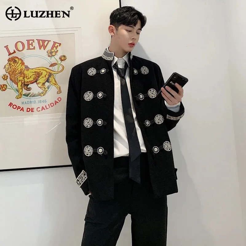 

LUZHEN модный роскошный элегантный пиджак с вышивкой, мужской осенний пиджак 2025 года, высокое качество, красивая корейская повседневная куртка JY3642