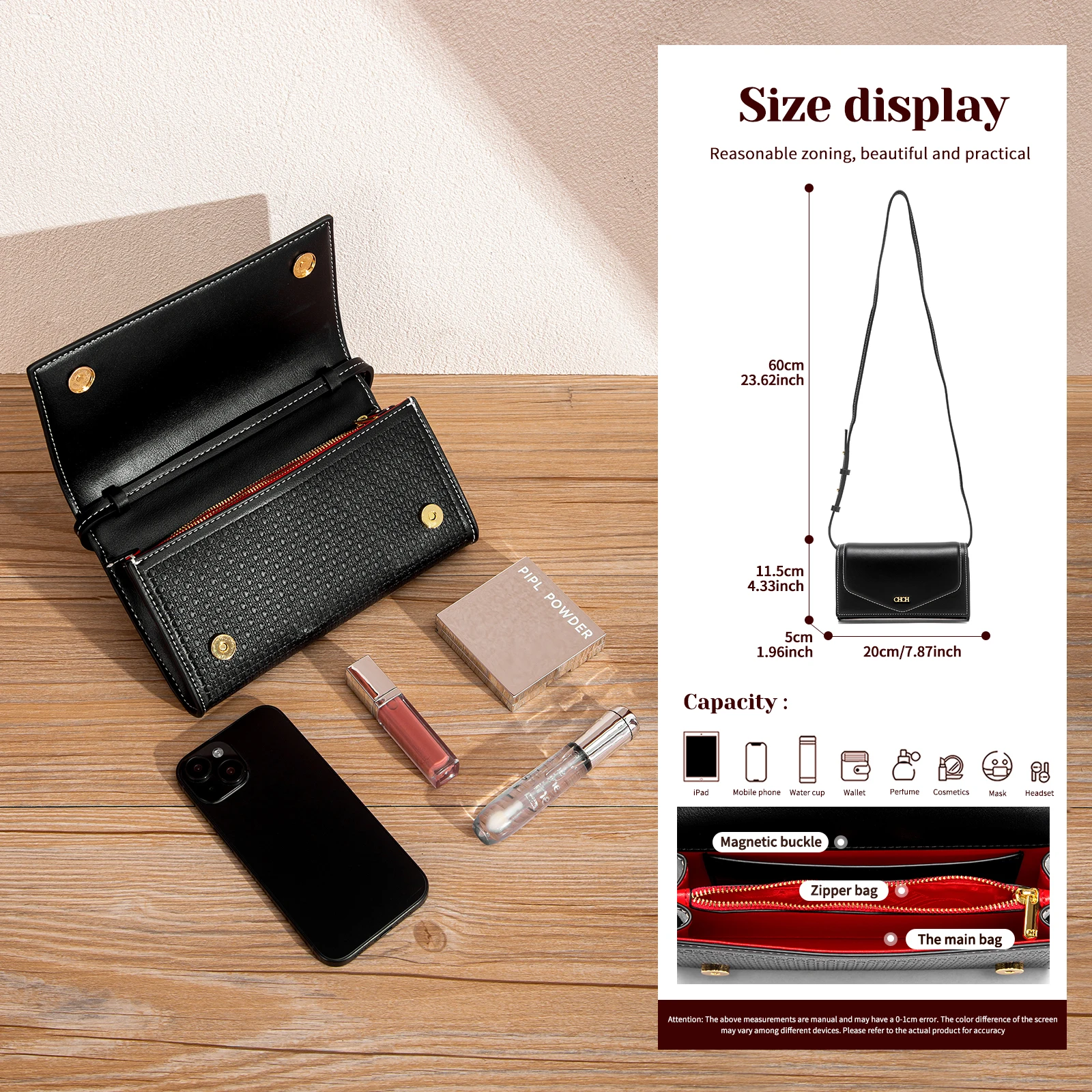 الكلاسيكية المرأة 2025 الخريف بلون بسيط جديد واحد الكتف حقيبة كروسبودي مشبك مغناطيسي للطي حقيبة مربعة صغيرة