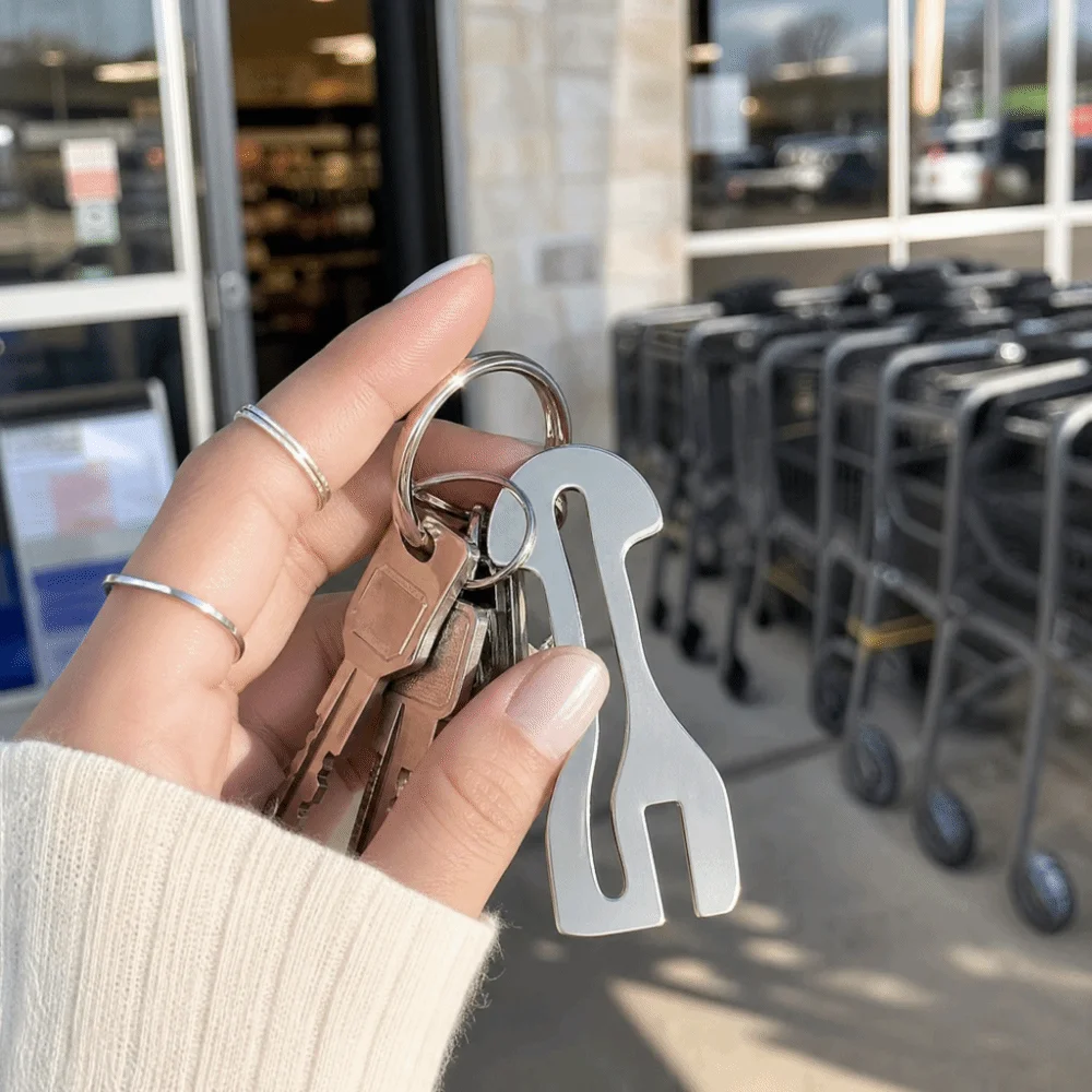 Stainless Steel Shopping Cart Token Anti-loss Lightweight Trolley Token Keychain Alloy Portable Removable Release Keyring