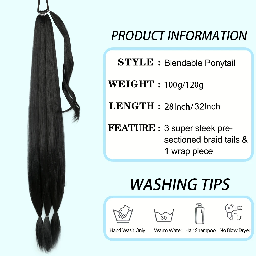 Belle Show Long Ponytail Hair Extensions Braided Ponytail With Rubber Band Hair Natural Braids Hair