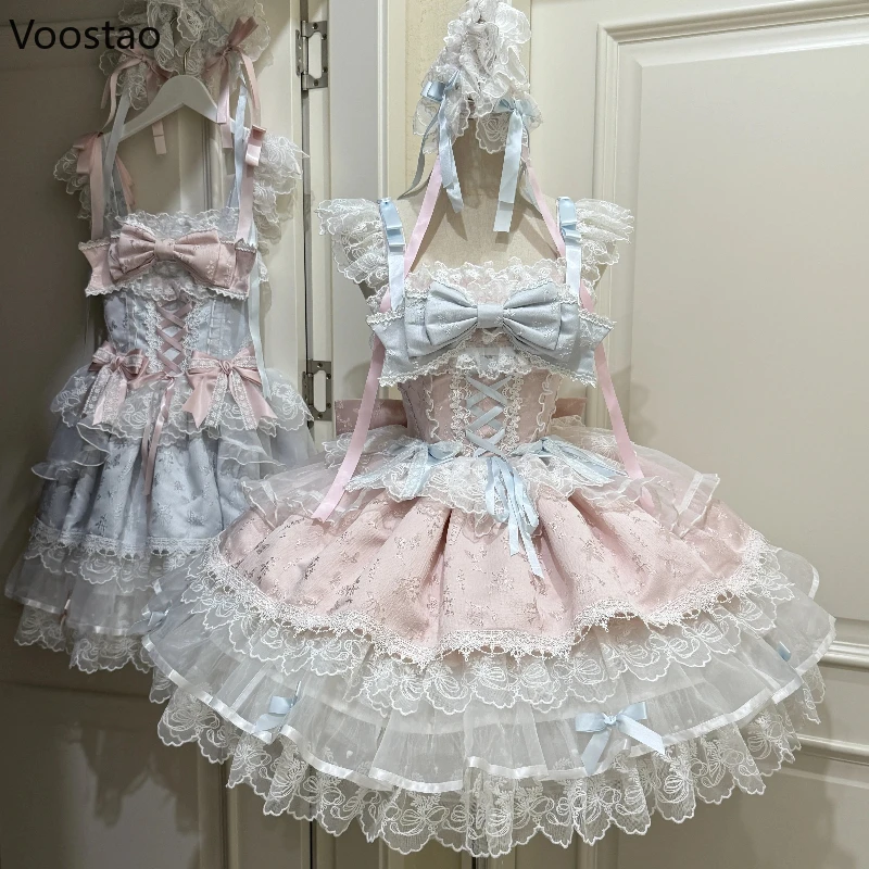 japanese-kawaii-lolita-jsk-dress-women-sweet-y2k-bow-lace-ruffles-princess-dress-ballet-style-girls-cute-tea-party-mini-dresses