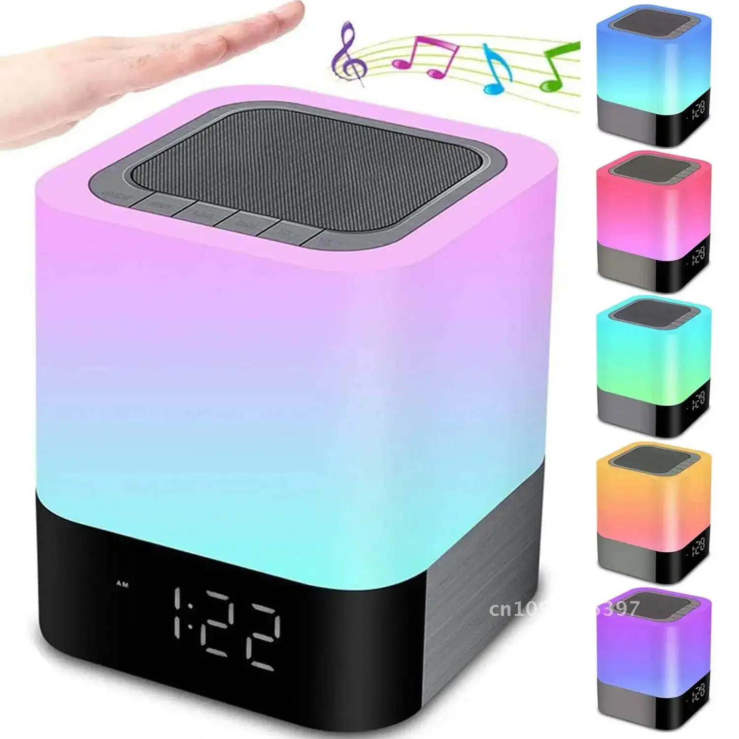 Color Changing Bluetooth Speaker Night Lights Digital Alarm Clock Touch Sensor Bedside Lamp MP3 Player Gift for Girls Boys