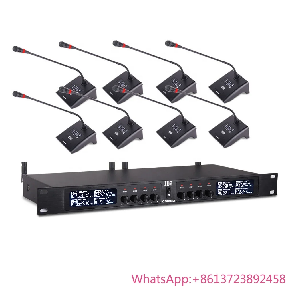 

TLF XTUGA CM280 China Supplier Handheld 8 Channel Wireless Microphone Conference Goose Neck Microphone System