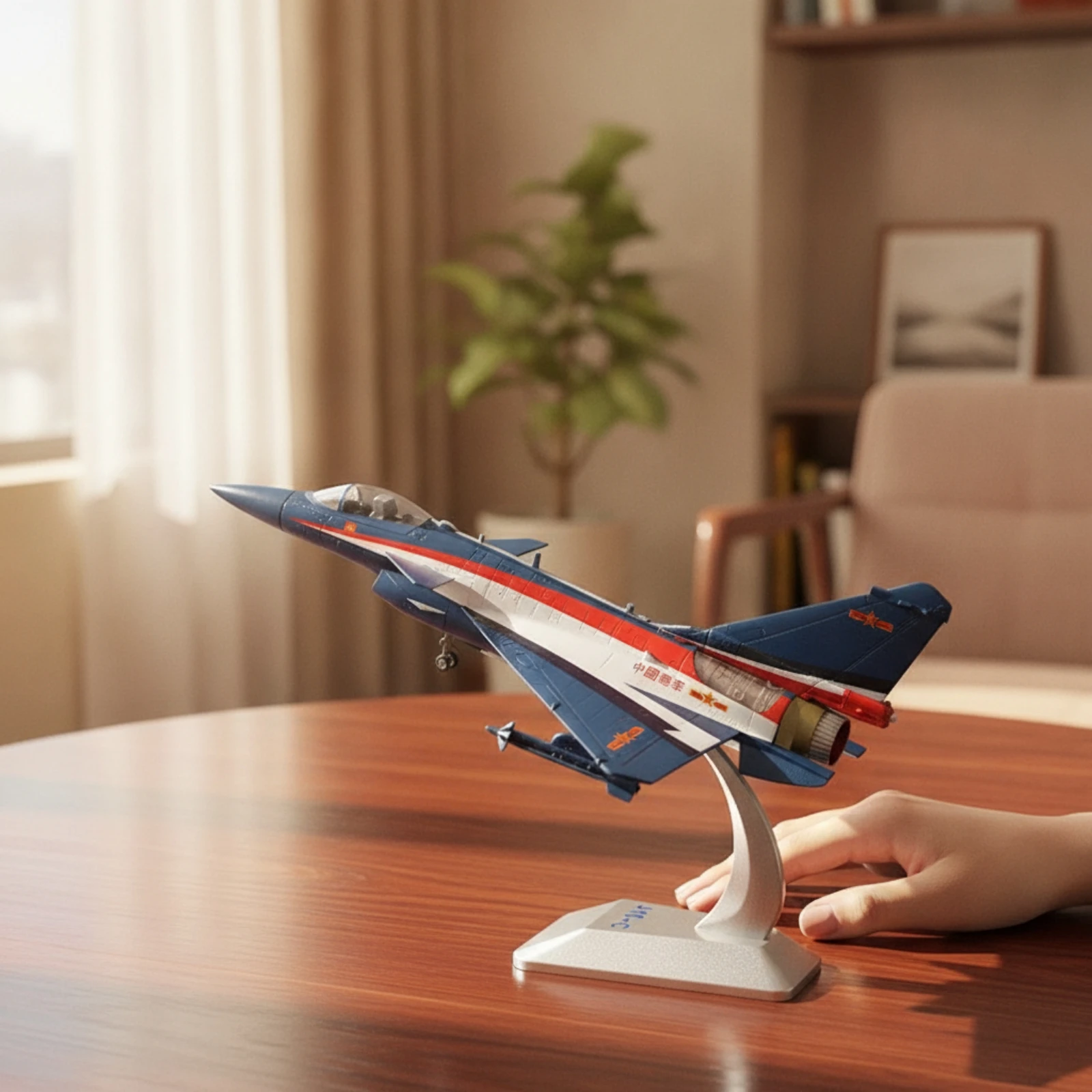 J-10C Model Plane Collectible J-10 Model with Stand Transparent Cockpit Sturdy for Aviation Enthusiasts, Hobby Shelf