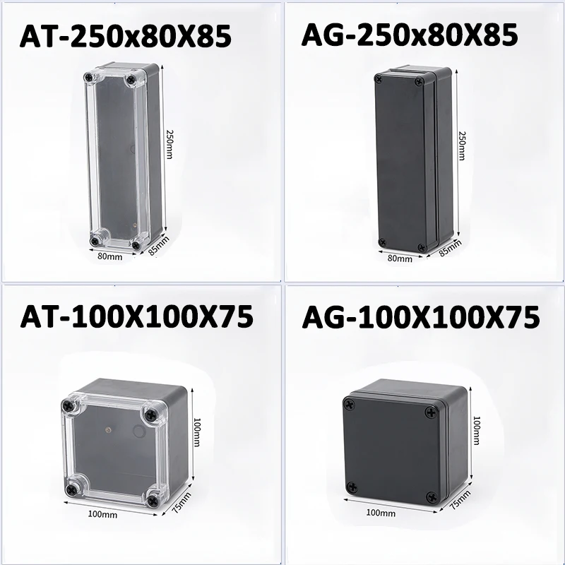 ABS Black Waterproof Junction Box Housing Electronic Safe Case Plastic Box Transparent Clear Cover Organizer IP67 Enclosure