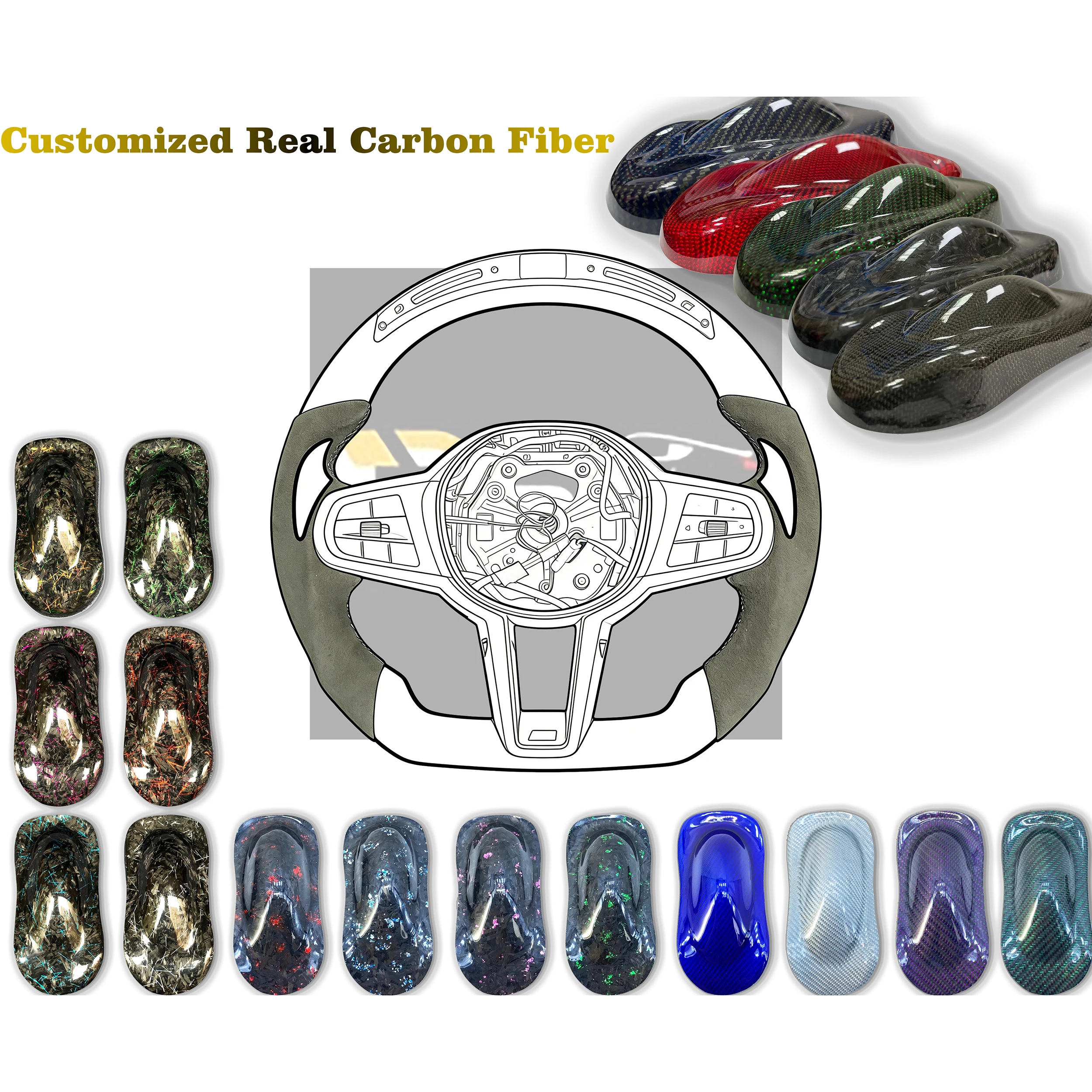 For Corvette C6 Good Quality New Design Carbon Fiber Steering Wheel Customized Sports Style Auto Interiors Parts view 6