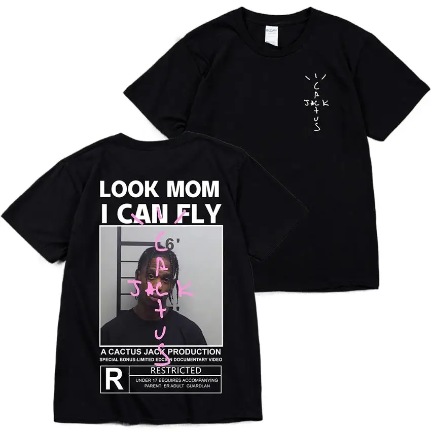 HOT SALE Cactus Jack T-shirt High Quality Cotton Men Women LOOK MOM I CAN FLY Tee ASTROWORLD Hip Hop Short Sleeve Tshirts Tops