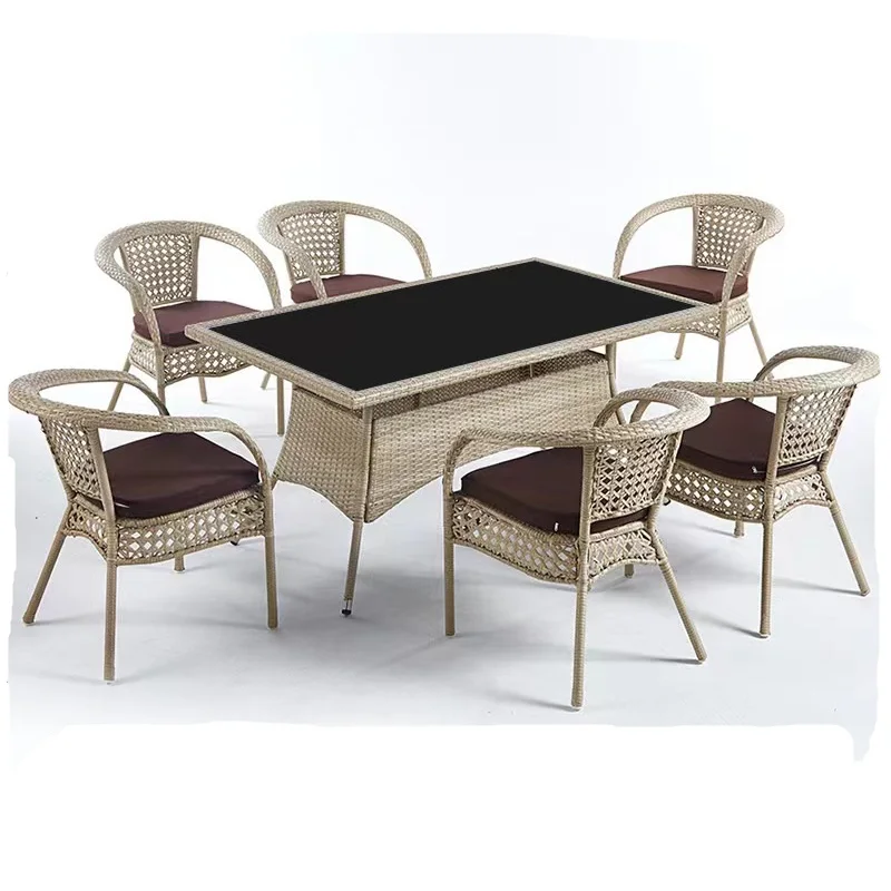 

！@Outdoor Balcony Rattan Chair Set Combination Outdoor Courtyard Leisure Tea Table Chair Open-air Garden Leisure Coffee Table