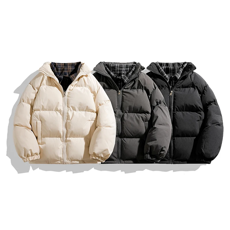 Men's Hong Kong style sub shirt fake two padded coat couple coat padded coat