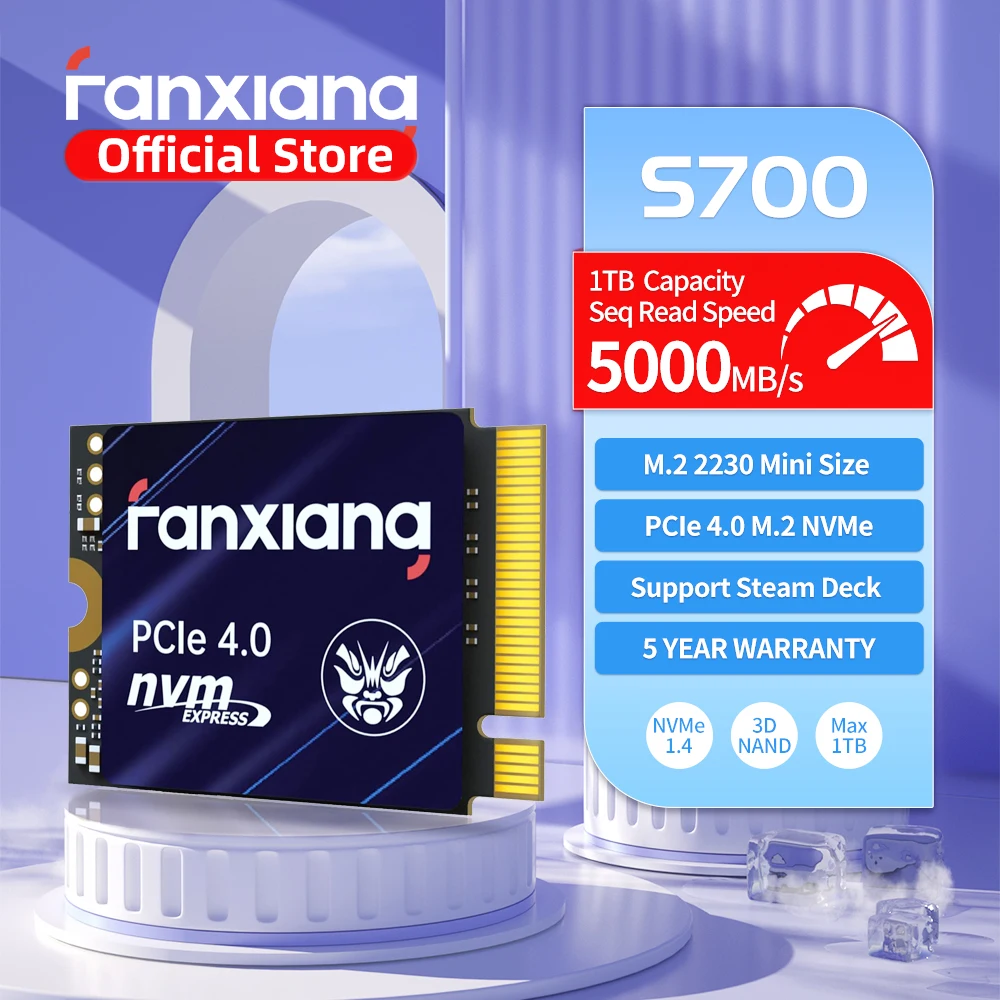 Fanxiang S700 M.2 2230 SSD 5000MB/s 500GB 1TB Hard Disk PCIe4.0x4 NVMe Internal Solid State Drive For Steam Deck Surface Pro