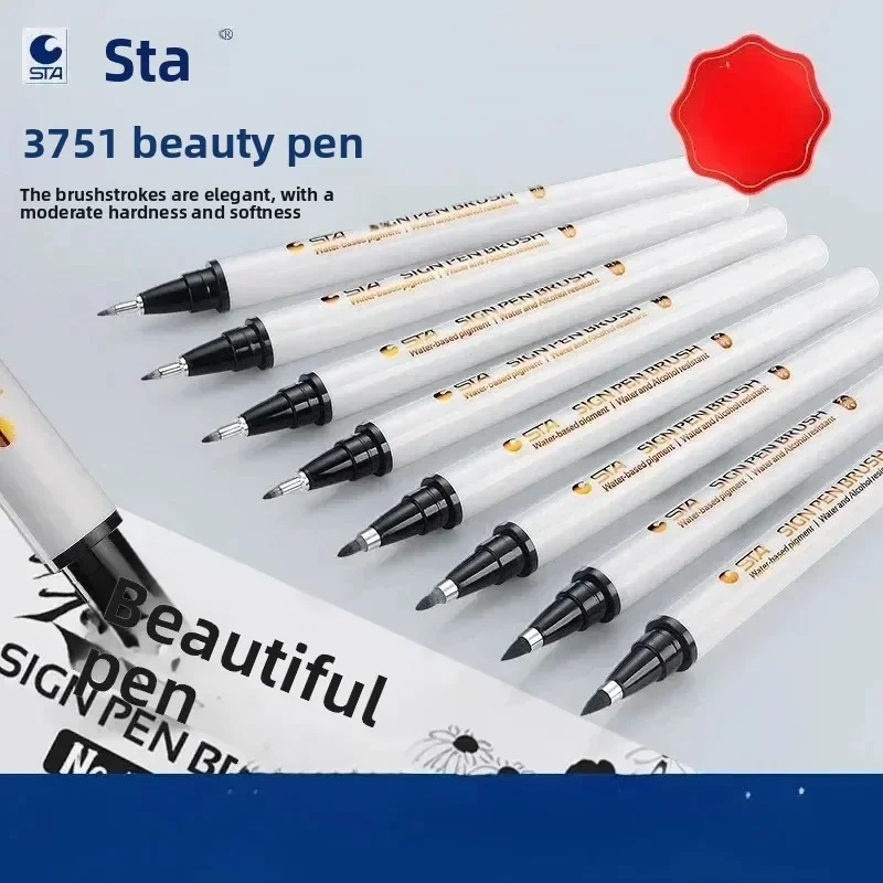 STA Star Xiuli Pen 3751 Brush Waterproof Soft Pen Calligraphy Pen Practice Pen Stationery Special Signature Pen Kai Pen