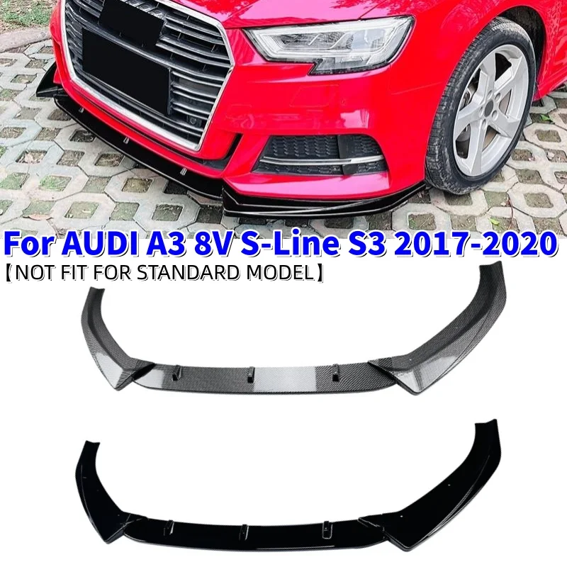 

Glossy Black/Carbon Look For AUDI A3 8V S-Line S3 2017-2020 Front Bumper Lip Diffuser Spoiler Car Exterior Accessories