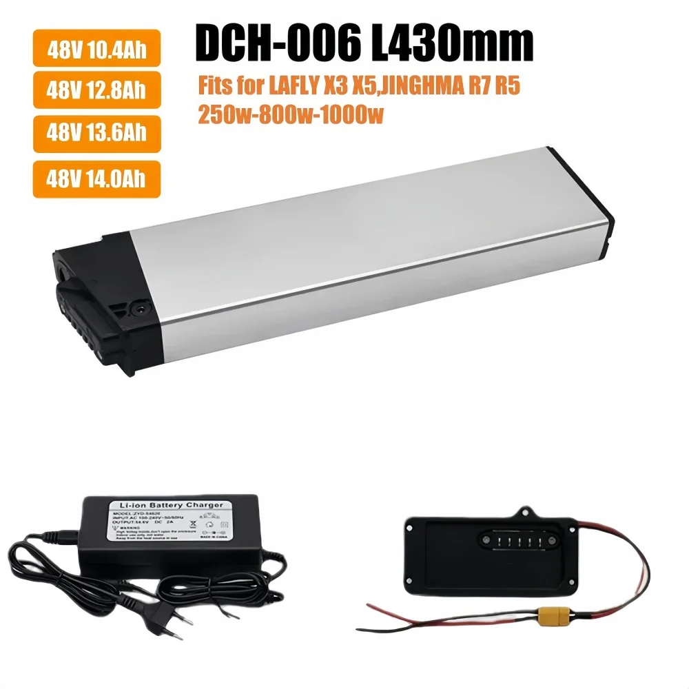 

48V Battery 14Ah 13.6Ah 12.8Ah for LAFLY X3 X5 JINGHMA R7 R5 Fido M1 Pro 250W-1000W Bike Lithium Battery DCH-006