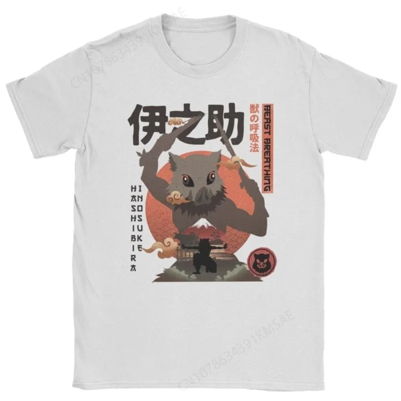 Hashibira Inosuke Anime Men T Shirt Vintage Tees Short Sleeve Round Collar T-Shirt Pure Cotton 6XL Clothing