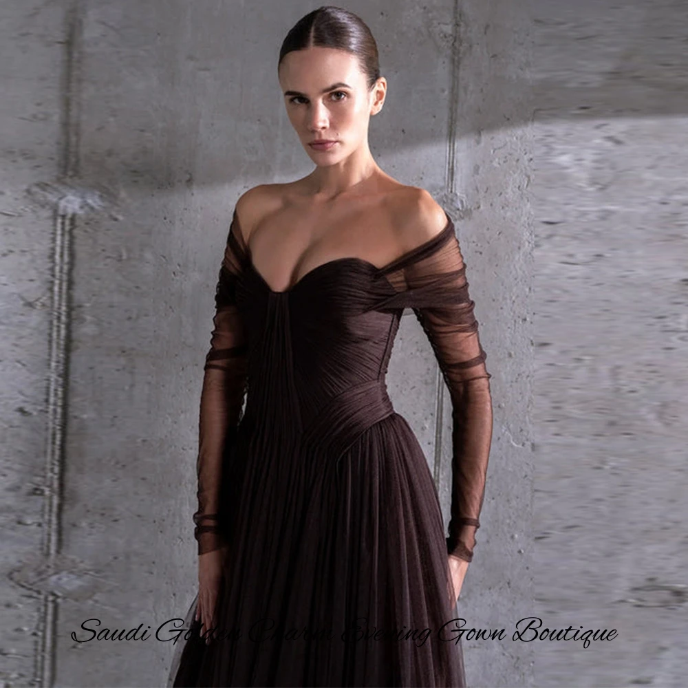 Temperament Sweetheart Long Sleeves Customized Evening Dress Classic A-Line Party Dress High Quality Tulle Homecoming Gowns image 4