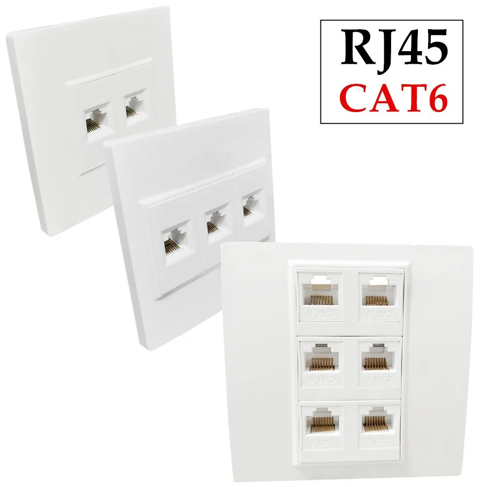 

1 port, 2 ports, 3 ports, 4 ports, 6 ports Gigabit snap on panel network cat6 signal welding free socket 86 * 86mm