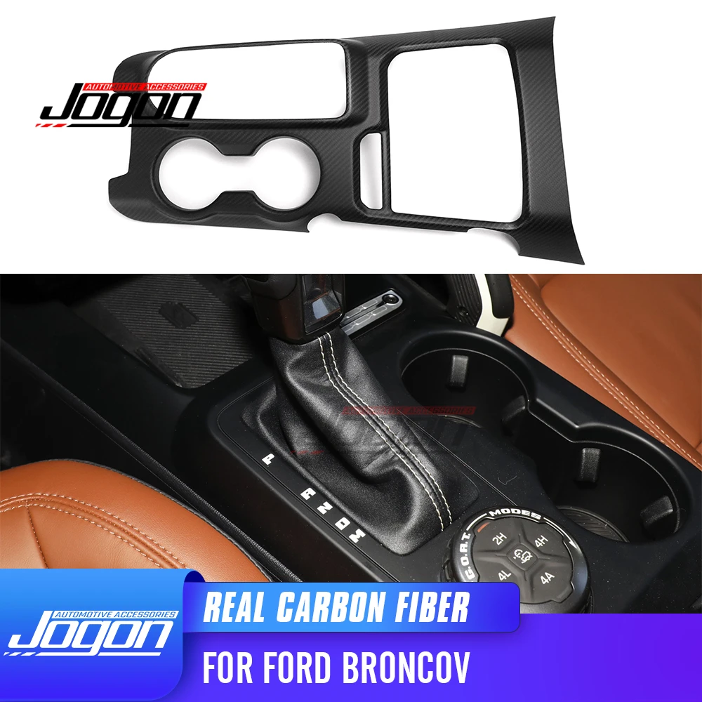 For Ford Bronco Raptor Outer Banks 2021-2025 Carbon Fiber Car Interior Center Gear Shifter Box Holder Cover Trim Accessories