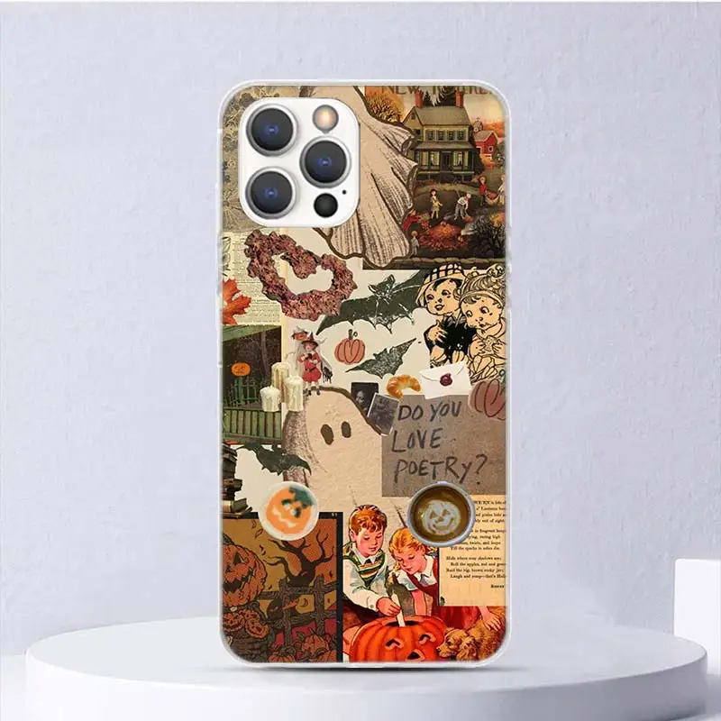 October Fall Halloween Spooky Pumpkin Soft Case For iPhone 16 15 Plus 11 12 13 Mini 14 Pro Max Apple Phone Cover X XS XR SE 7 8 