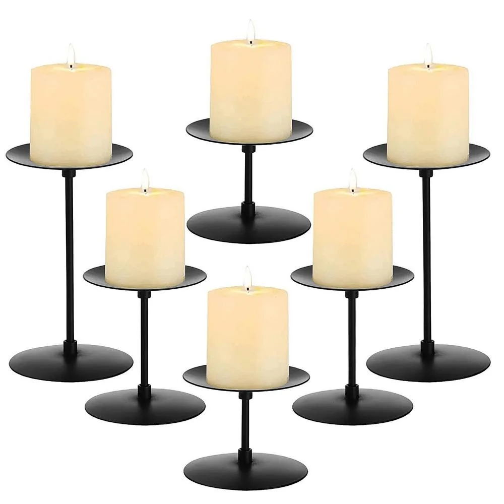 3Pcs Metal Pillar Candle Holders Wedding Candlestick Holders Black Iron Candlestick Candle Stand Table Decor