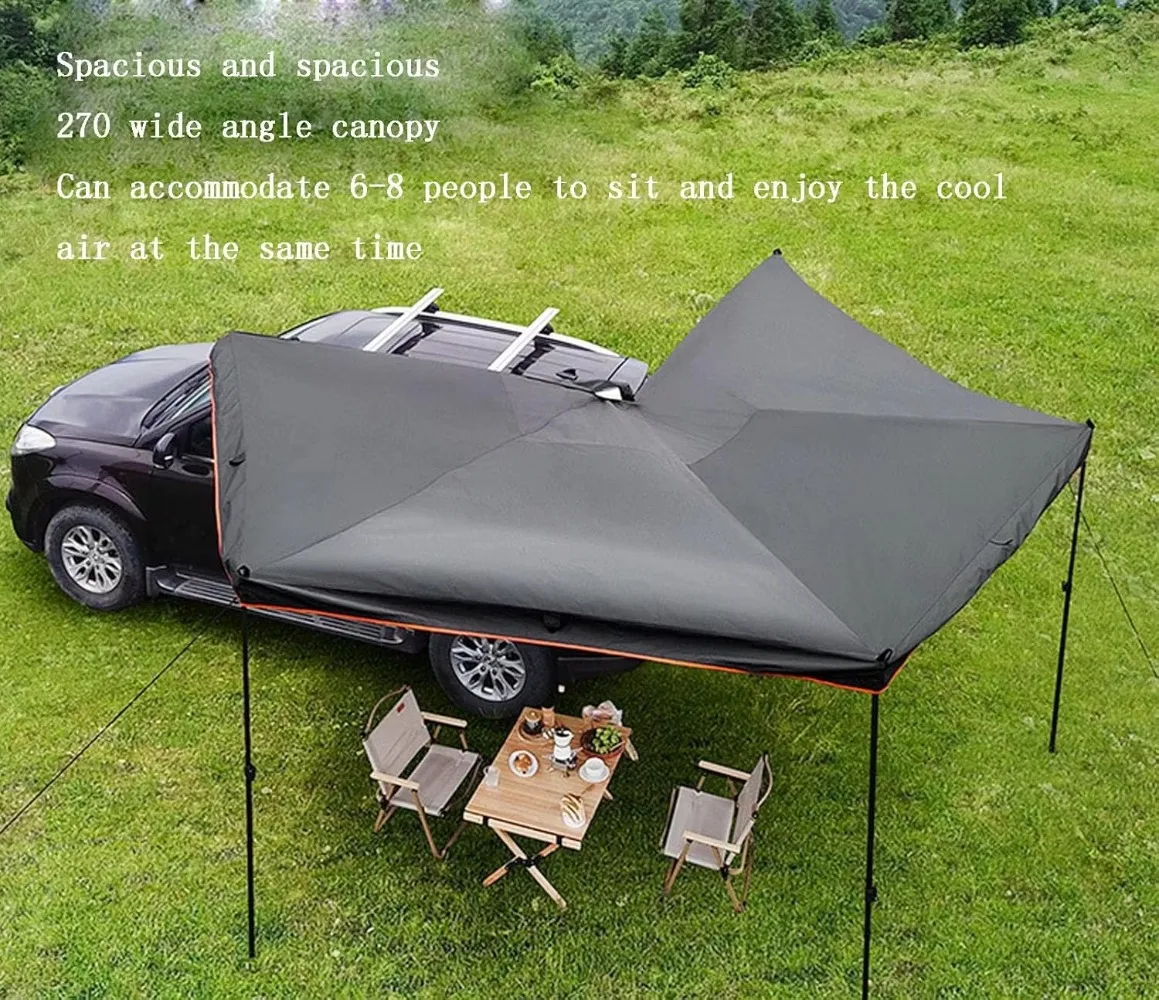 ROOF RACK 270 Degree Free Standing Car Side Awning Tent ABS Roof Mount Outdoor Camping Awning Free Standing Fan