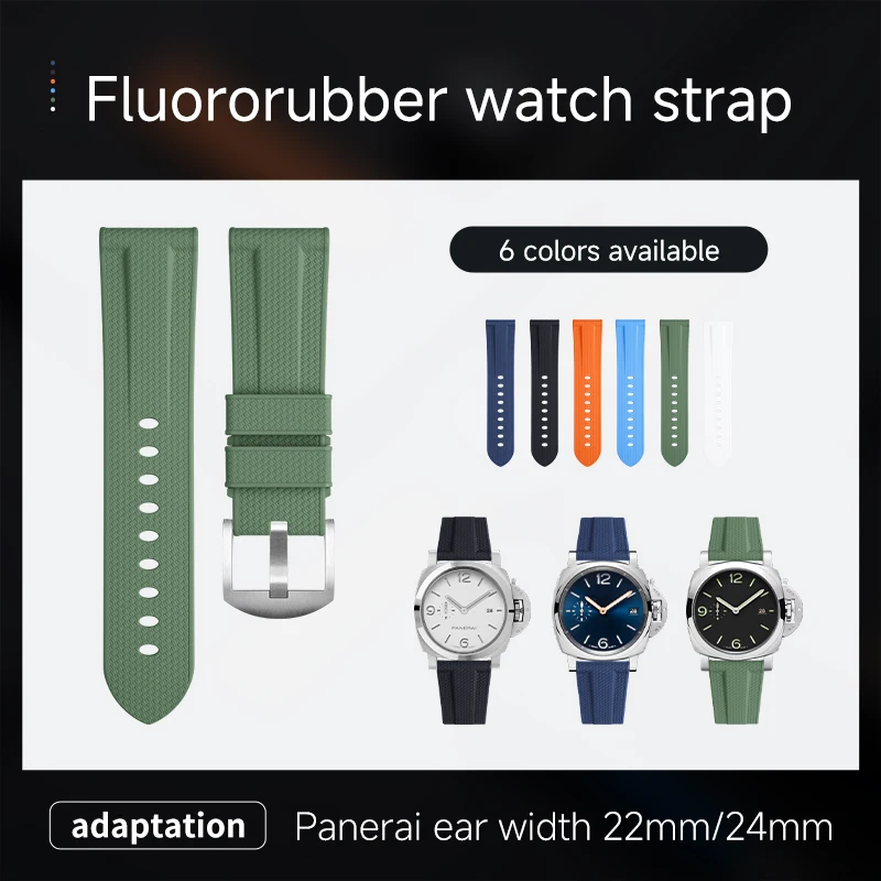 Nylon Textured FKM Fluororubber Waterproof Watch Strap Replacement Band for Panerai Luminor PAM441/PAM359/PAM111/PAM616 Series