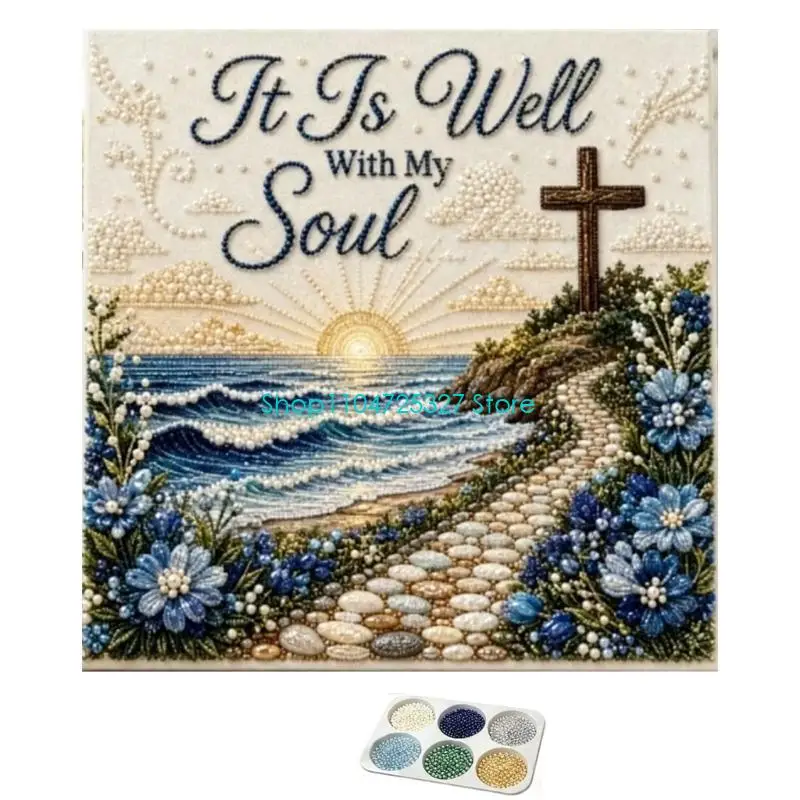 D8KF Raised Pearls Painting Embellishment Set with Pattern-Guided Placement, Colorful Crafts Materials, and Displayable Art
